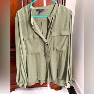 WHBM blouse, L, olive green. Only worn once